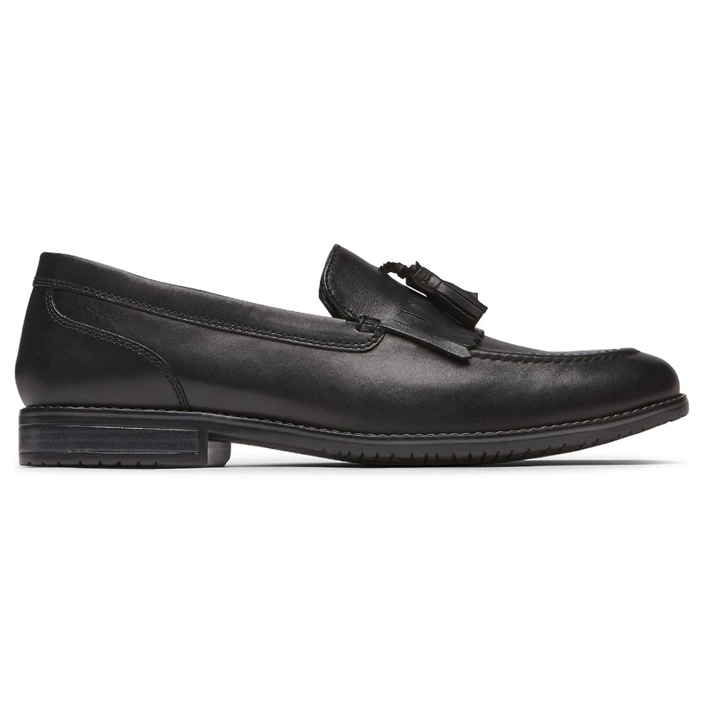 Rockport Men's Style Purpose 3 Tassel Slip-Ons Loafers - Black - USA (5134JLUDR)